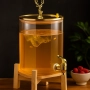 Голям диспенсър за напитки 8L с дървена стойка и златист кран, снимка 3