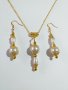 Разкошен комплект бижута с кристални перли и изящни орнаменти в цвят злато  , снимка 3