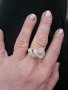 АВТОРСКИ Сребърен пръстен с РОЗОВ КВАРЦ и розови циркони/ размер 59-60, снимка 1 - Пръстени - 28507441