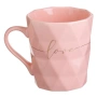 Чаша "New Bone" – Розова с релефни триъгълници и надпис "Love", 360 мл_1245245, снимка 1