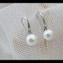 Висящи обеци от естествени бели перли *Хит* ,7мм, снимка 1 - Обеци - 32263340