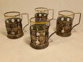стари съветски подстакани мелхиор с чаши, снимка 1 - Антикварни и старинни предмети - 44882117