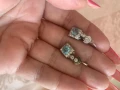 14К зл.обеци с диаманти и топаз-КОЛЕДНА ОФЕРТА , снимка 4