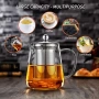Стъклен огнеупорен Чайник - Кана с инфузер 550мл,Прозрачен, снимка 8