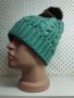 Дамска плетена шапка с естествен косъм лукс- мпш39, снимка 1 - Шапки - 43302159