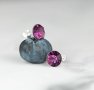 Сребърни обеци проба 925 с лилав камък кристал Сваровски