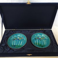 Ръчно рисувани с емайл чинийки "Цветя", в луксозна кутия , уникат, турски, ВИП подарък, амулет, снимка 1 - Декорация за дома - 32319312