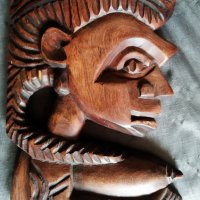 стара дървена маска, снимка 2 - Антикварни и старинни предмети - 28838925