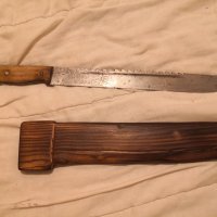 Истинска качествена стомана, дръжка и кания дърво.Огромен, масивен стар нож, мачете, снимка 3 - Колекции - 27108607