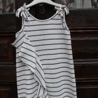 Лятна безръкавна рокля ZARA с волан - 110 см/синьо и бяло райе, снимка 8 - Детски рокли и поли - 33371477