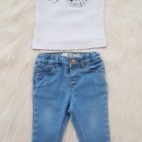Бебешки дънки Zara и блузка 3-6 месеца, снимка 12 - Панталони и долнища за бебе - 36983073