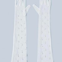 Изискани нежни красиви еластични ръкавици в бяло с перлички, снимка 2 - Сватбени аксесоари - 40223700