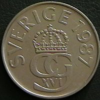 5 крони 1987, Швеция, снимка 2 - Нумизматика и бонистика - 28407609