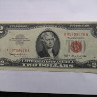 USA $ 2 Dollars Red Seal 1963 НЕЦИРКУЛИРАЛА , снимка 1 - Нумизматика и бонистика - 27441270