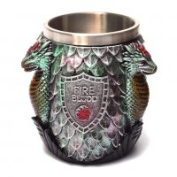 Код 94166 Стилна чаша от полирезин и метал с релефни декорации - дракони и надпис., снимка 2 - Чаши - 32322205