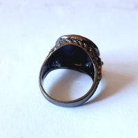 Мъжки черен пръстен с дракон и топаз, снимка 7 - Пръстени - 36674283