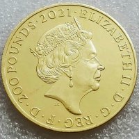 Монета Великобритания 200 Паунда 2021 г Кралица Елизабет II, снимка 1 - Нумизматика и бонистика - 44103892