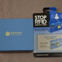 Haggar малък хоризонтален портфейл + 2 бр. карти за RFID защита , снимка 2 - Портфейли, портмонета - 32742827