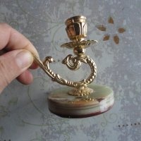 Италиански свещник бронз и оникс, снимка 6 - Декорация за дома - 42986879