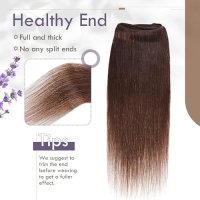 Нова кафява удължаваща естествена коса Треса удължения Прическа 40 см, снимка 4 - Аксесоари за коса - 43985081