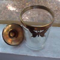 Старинен стъклен буркан за бонбони с метален капак пеперуда , снимка 4 - Антикварни и старинни предмети - 38474522