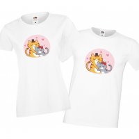 Влюбени котки Комплект тениски за влюбени, снимка 2 - Тениски - 33012281