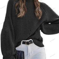 Дамски ежедневен свободен пуловер с висока яка, 8цвята - 023, снимка 5 - Блузи с дълъг ръкав и пуловери - 43039851