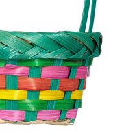 Великденска декоративна кошница с бамбукова дръжка на ивици в зелен цвят Ø19x8см, снимка 3 - Декорация за дома - 44058890