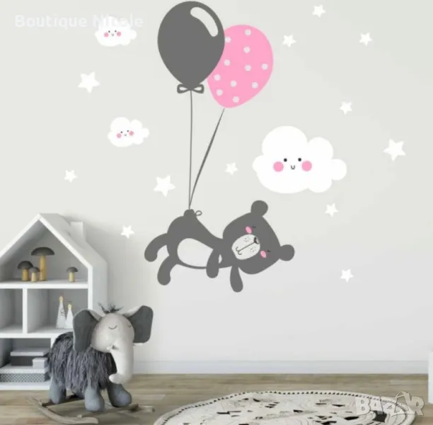 Стикер за детска стая "Летящо мече"  , снимка 1