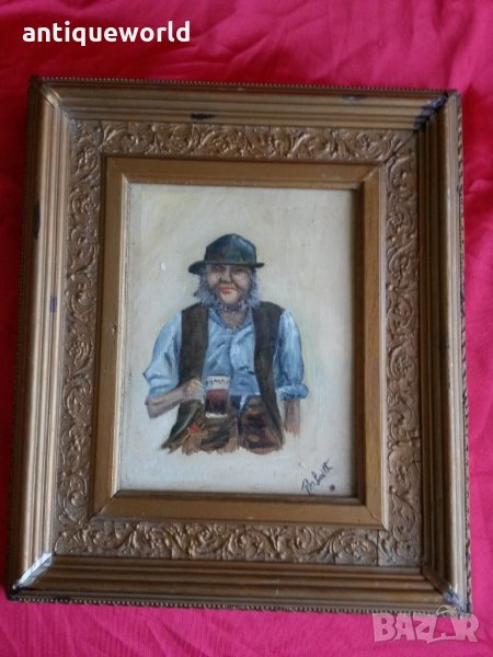 Стара Авторска Английска Картина Подписана, снимка 1