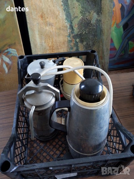 Ретро електрическа метална кафемашина, с кабел,  24 см., снимка 1