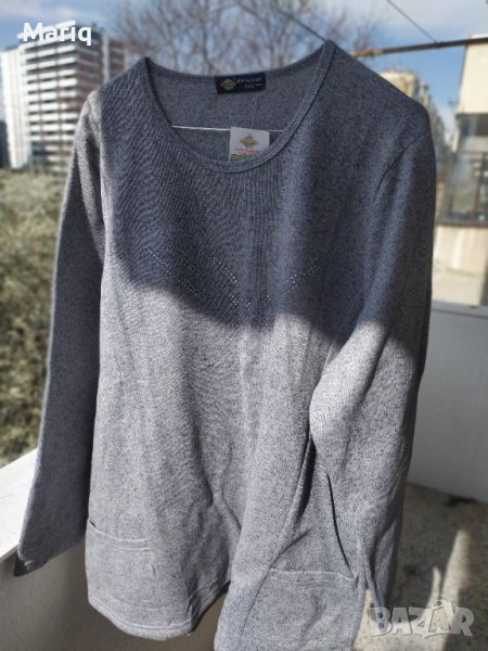 Нова блуза пуловер голям размер на етикета пише 6XL нова с етикет сива ПОДАРЪК ЗА КОЛЕДА НОВА ГОДИНА, снимка 1