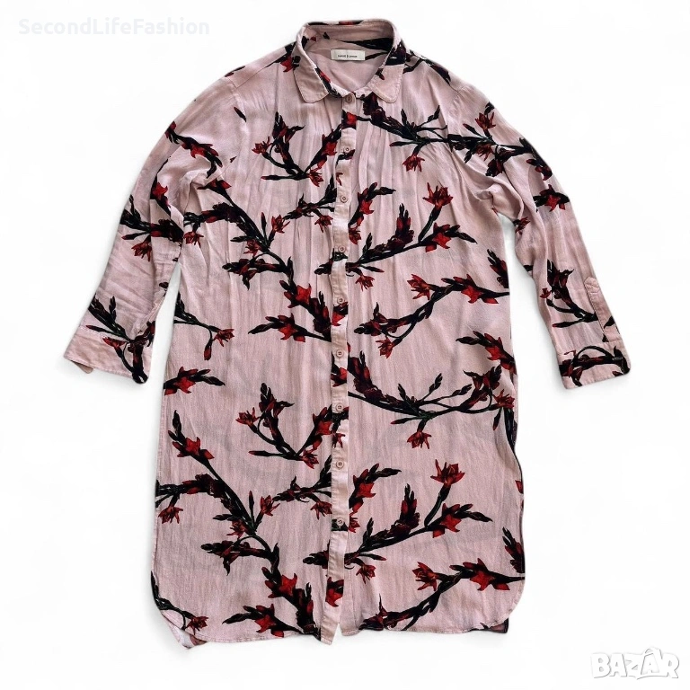 Розова риза Samsoe Samsoe с флорален дизайн, вискоза, дамска размер L, снимка 1