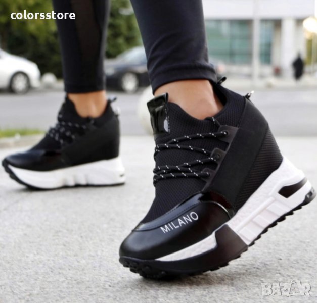 Кецове на платформа - черно с бяло ходило - F-121, снимка 1