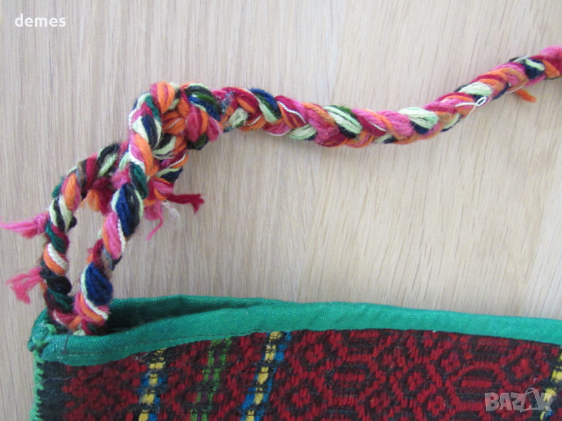 Стара ръчно тъкана вълнена капанска торбичка, снимка 1