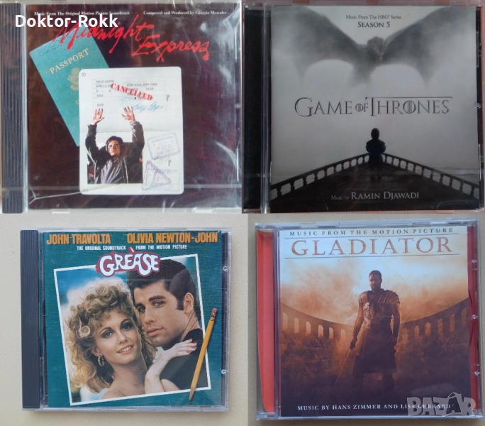 Game of Thrones Season 5 + Midnight Express 1979 + Gladiator 2000 + Grease 1991 - филмова музика, снимка 1