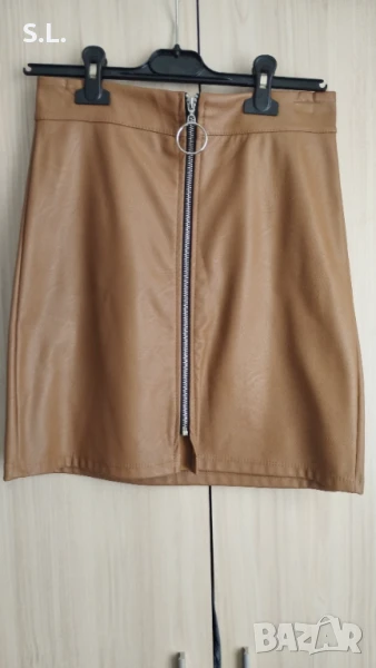 Кожена къса кафява пола, снимка 1