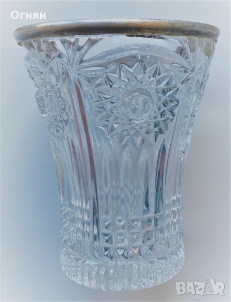 Кристална ваза, сребърен кант, снимка 1