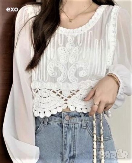 Елегантни блузи, Бяла блуза, Бежова блуза, Дамска копринена блуза, снимка 1