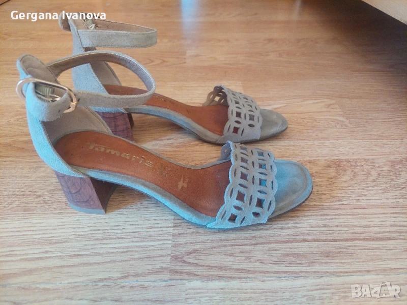 Сандали Tamaris, набук и естествена кожа, снимка 1