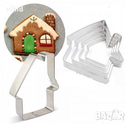 5 размера къща метална форма резец за сладки бисквитки тесто, снимка 1