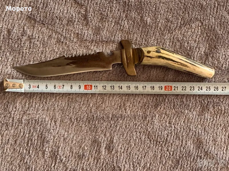 Красив кован български ловен нож с рогова дръжка-2, снимка 1
