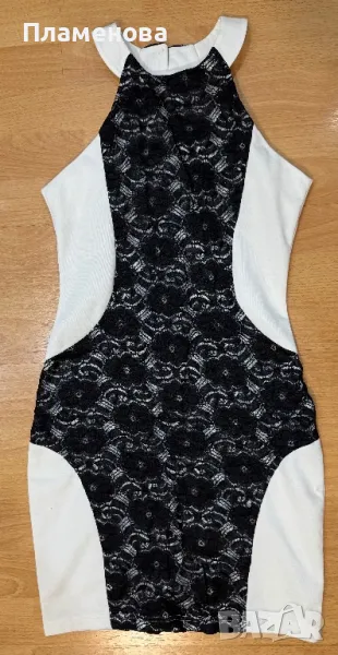 Бяла рокля с дантелени цветя - S/M, снимка 1