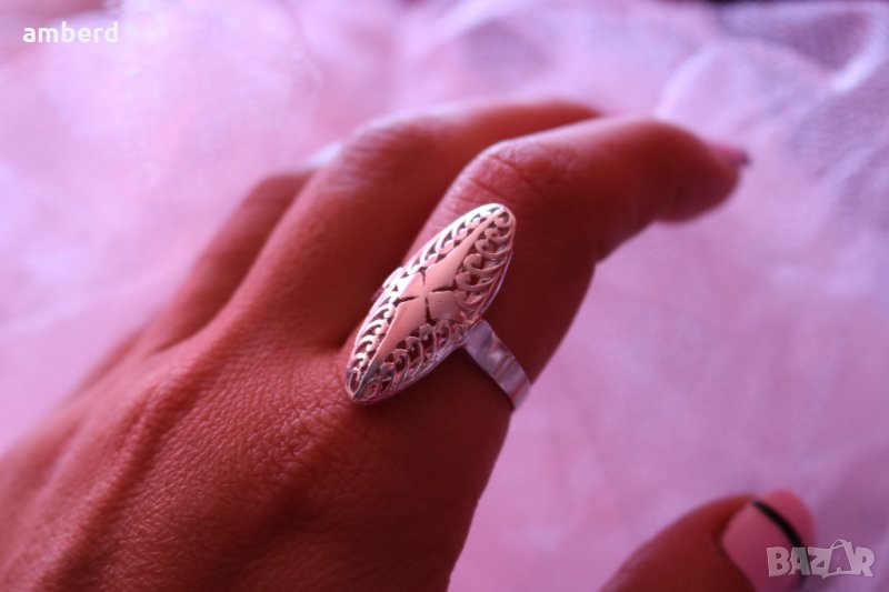 Сребърен винтидж пръстен "Бадем" - модел КR001, снимка 1