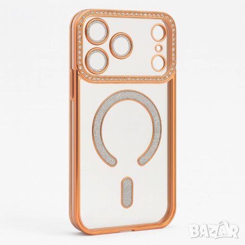 MagSafe калъф за iPhone 17 Pro Max – оранжев с кристали, снимка 3 - Калъфи, кейсове - 52097677