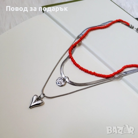 Дамско трислойно колие , снимка 6 - Колиета, медальони, синджири - 52472012