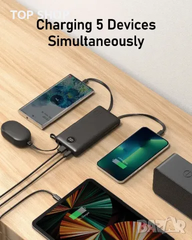 VEEKTOMX 10000mAh Power Bank с вградени кабели за iPhone/Android,тънка/бързо зареждане/USB-C, снимка 3 - Външни батерии - 49308594