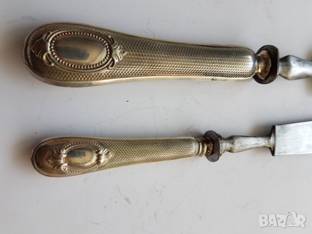 Сребърна стара вилица и шпатула за барбекю, снимка 2 - Прибори за хранене, готвене и сервиране - 33617014