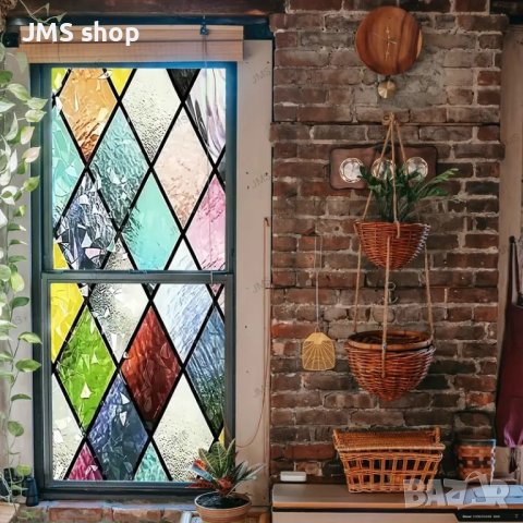 1бр. Стъклено фолио за прозорци с цветен ромб и полумесец, 2размера, снимка 3 - Декорация за дома - 43817954