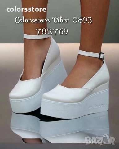 Обувки на платформа - бяла кожа с бяло ходило - 125K, снимка 1 - Дамски ежедневни обувки - 46945334